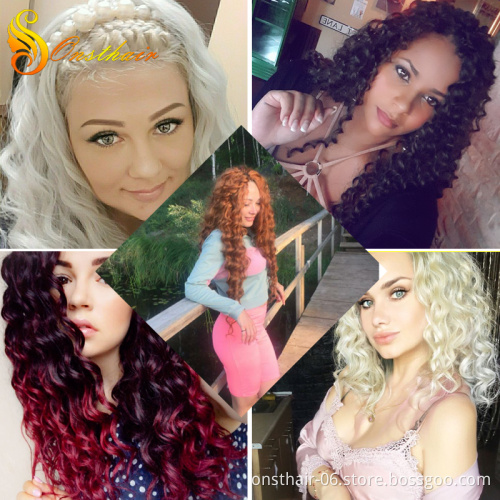 20" Synthetic Ombre Brazilian Ocean Wave Hair Bulk Crochet Braids Hair Extensions 80g/pack Deep Curly Bundle Twist Hair